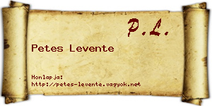 Petes Levente névjegykártya